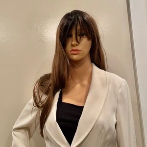 dark brown ombré wig brown root silky brown straight long 26” NWT